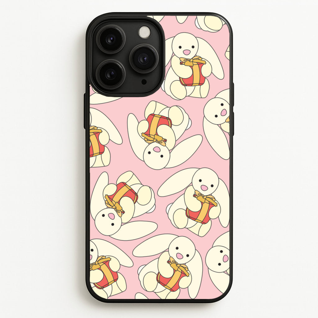 Bunny Present Pattern - Plushy Phone Case for iPhone 11 Pro