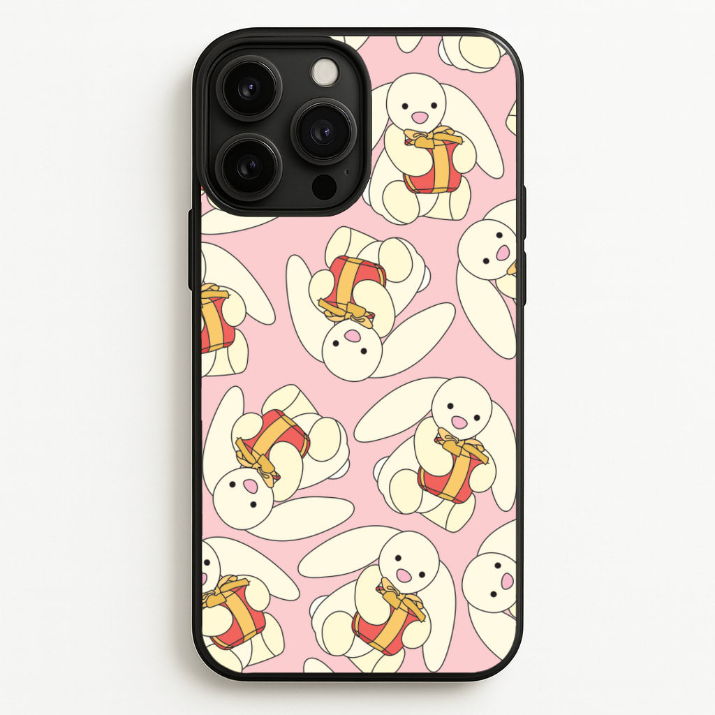 Bunny Present Pattern - Plushy Phone Case for iPhone 13 Pro Max