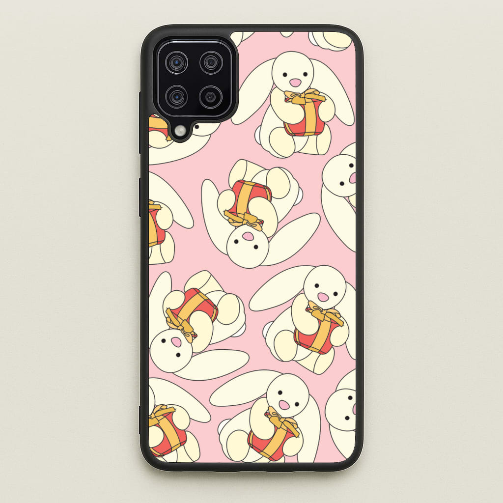 Bunny Present Pattern - Plushy Phone Case for Galaxy A12