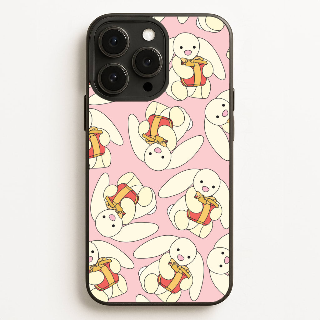 Bunny Present Pattern - Plushy Phone Case for iPhone 12 Pro Max