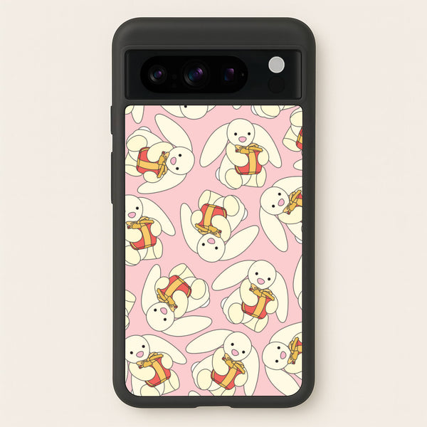 Bunny Present Pattern - Plushy Phone Case for Google Pixel 8 Pro