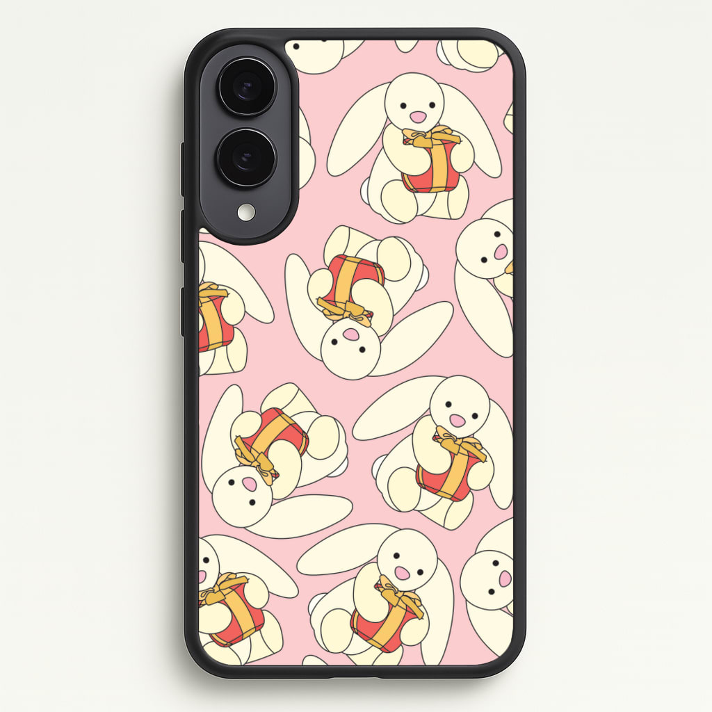 Bunny Present Pattern - Plushy Phone Case for Galaxy S25 Edge