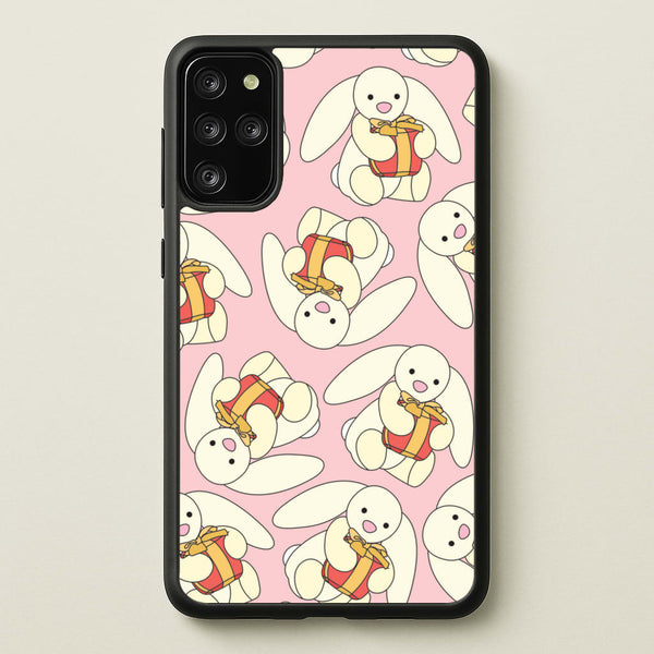 Bunny Present Pattern - Plushy Phone Case for Galaxy S20 Plus