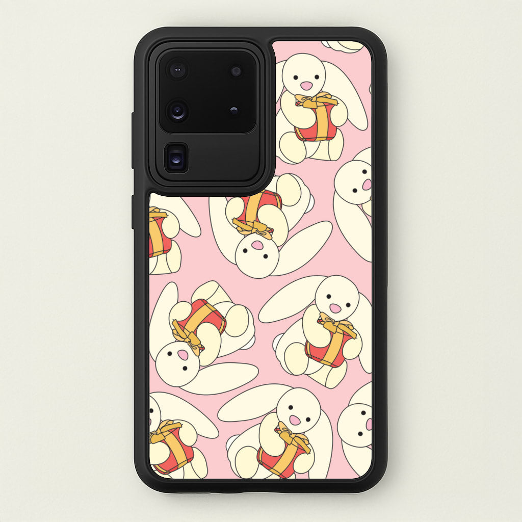 Bunny Present Pattern - Plushy Phone Case for Galaxy S20 Ultra
