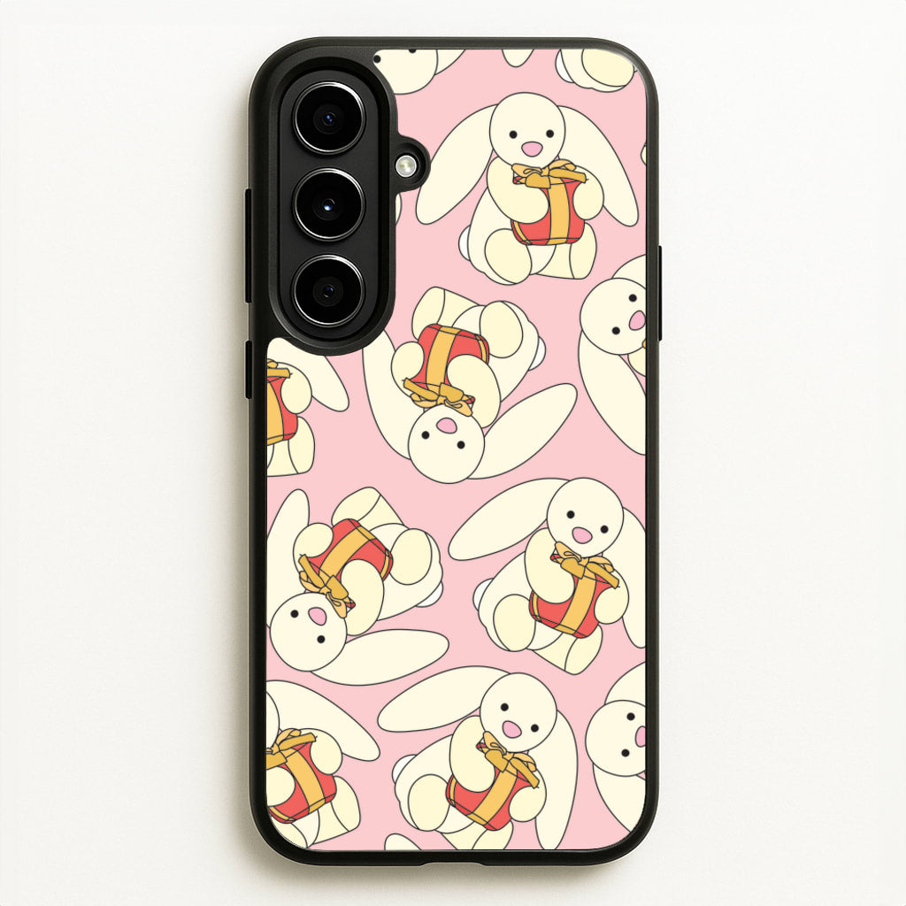 Bunny Present Pattern - Plushy Phone Case for Galaxy A56
