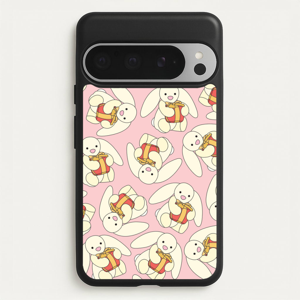 Bunny Present Pattern - Plushy Phone Case for Google Pixel 9 Pro XL