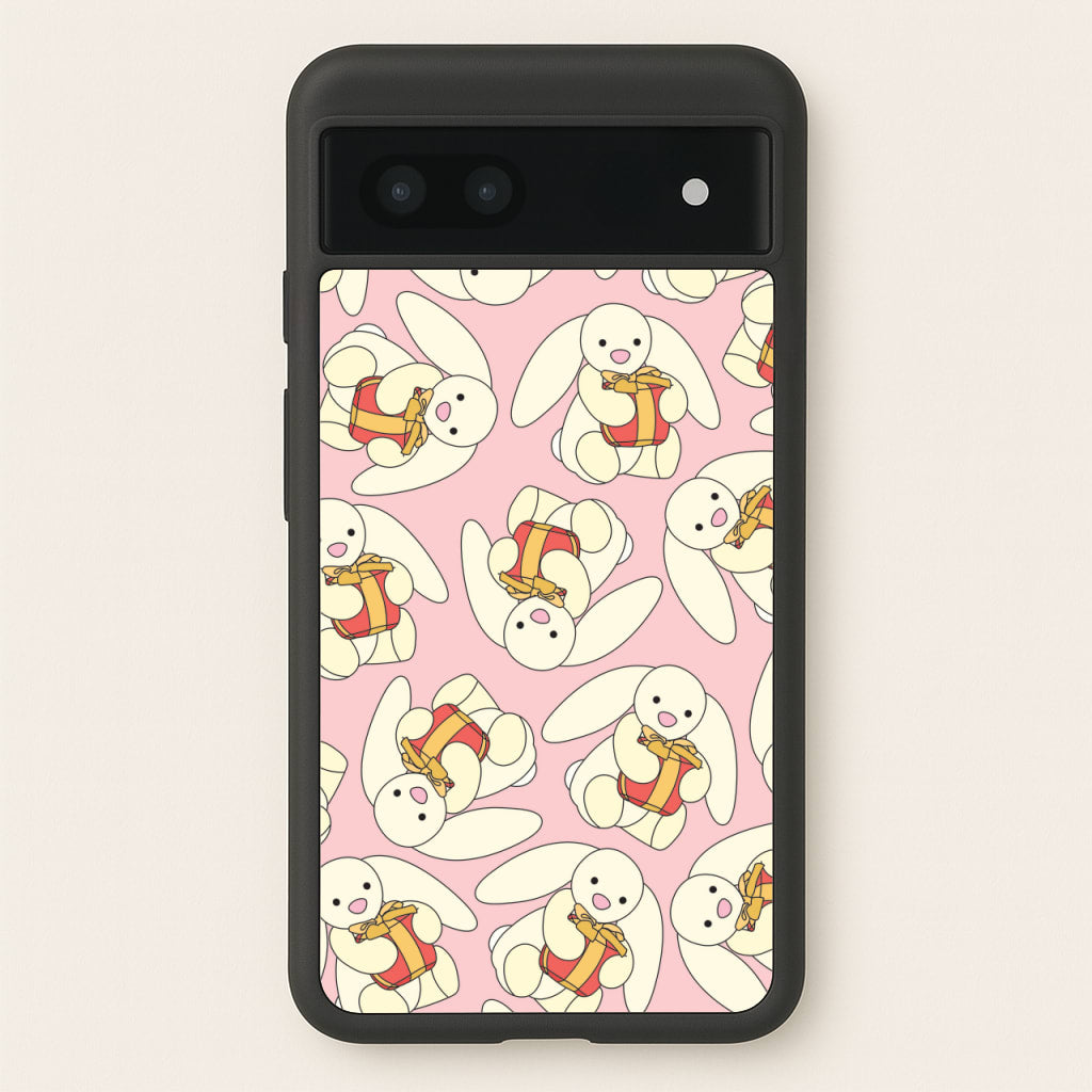 Bunny Present Pattern - Plushy Phone Case for Google Pixel 6a