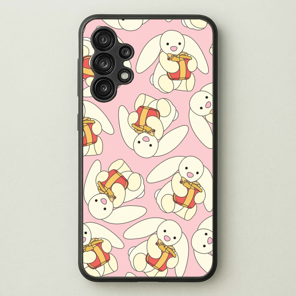 Bunny Present Pattern - Plushy Phone Case for Galaxy A13