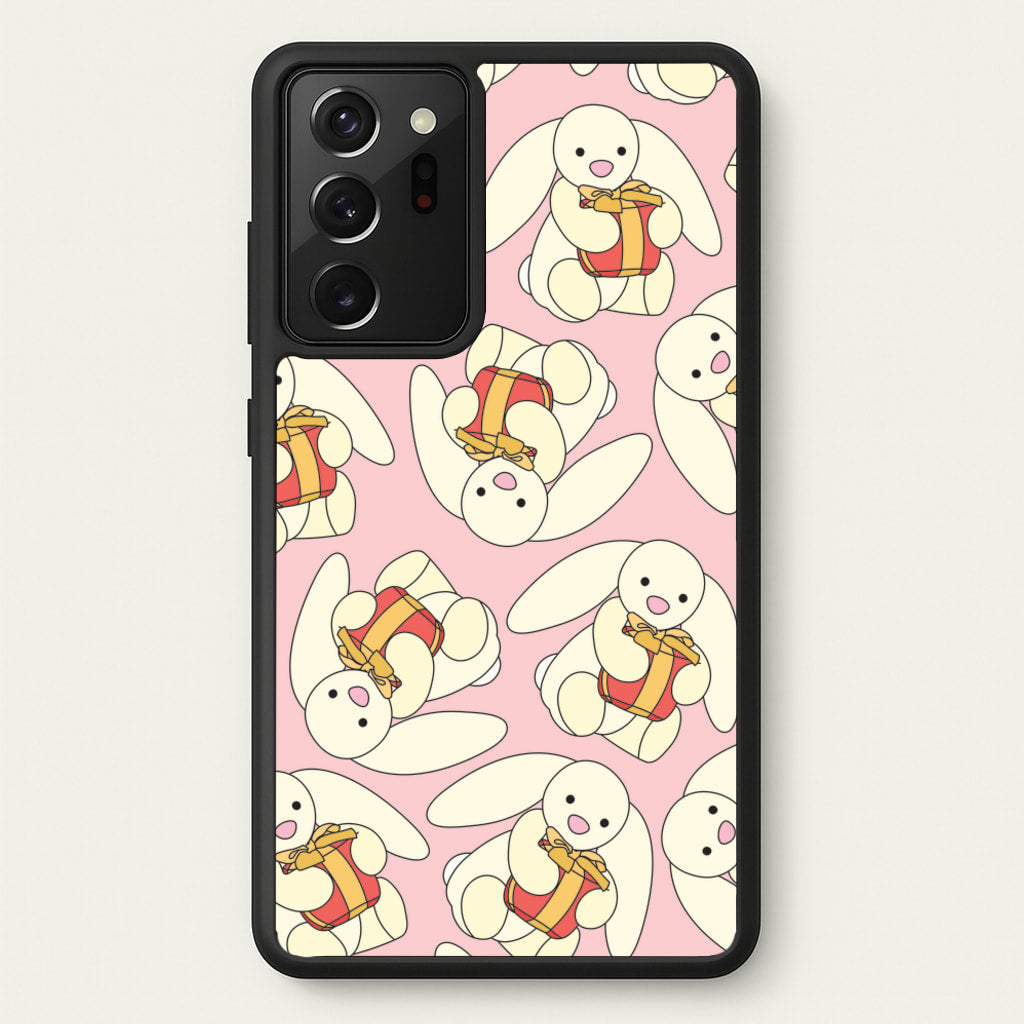 Bunny Present Pattern - Plushy Phone Case for Galaxy Note 20 Ultra
