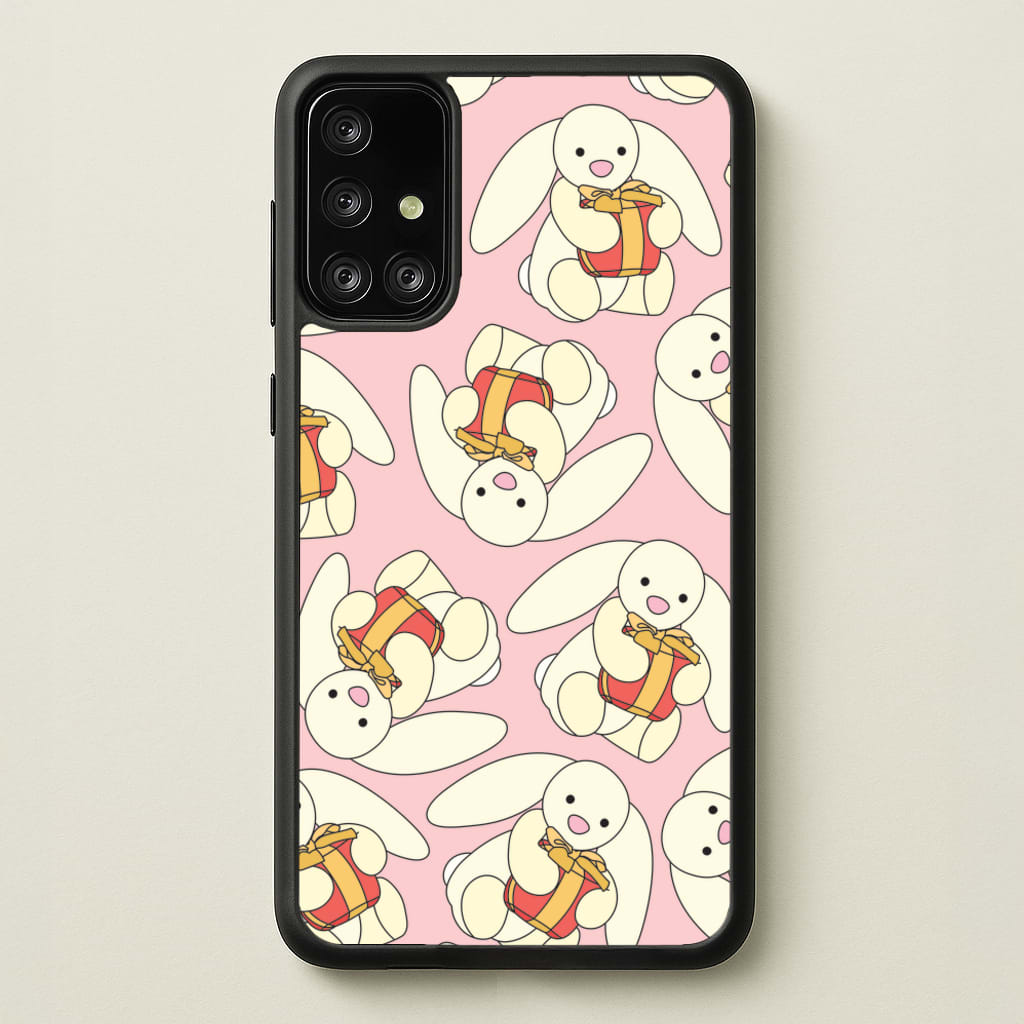 Bunny Present Pattern - Plushy Phone Case for Galaxy A71