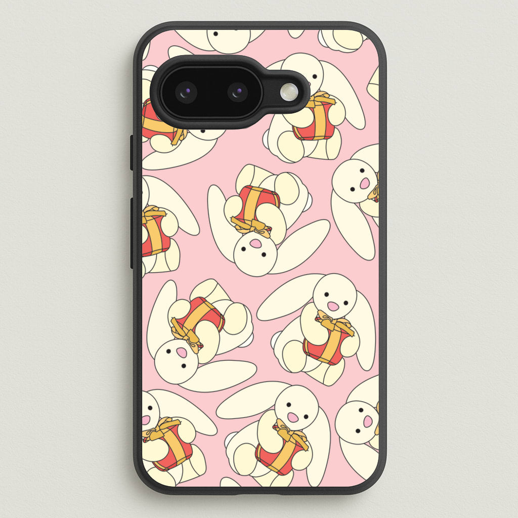 Bunny Present Pattern - Plushy Phone Case for Google Pixel 9a