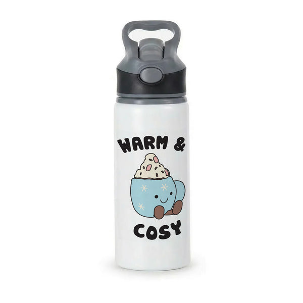 Hot Cocoa Plush Quote Active Water Bottle - Black