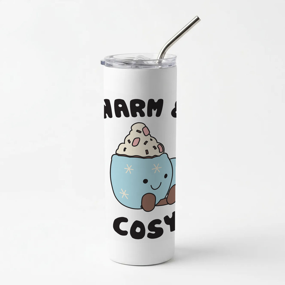Hot Cocoa Plush Quote Skinny Tumbler