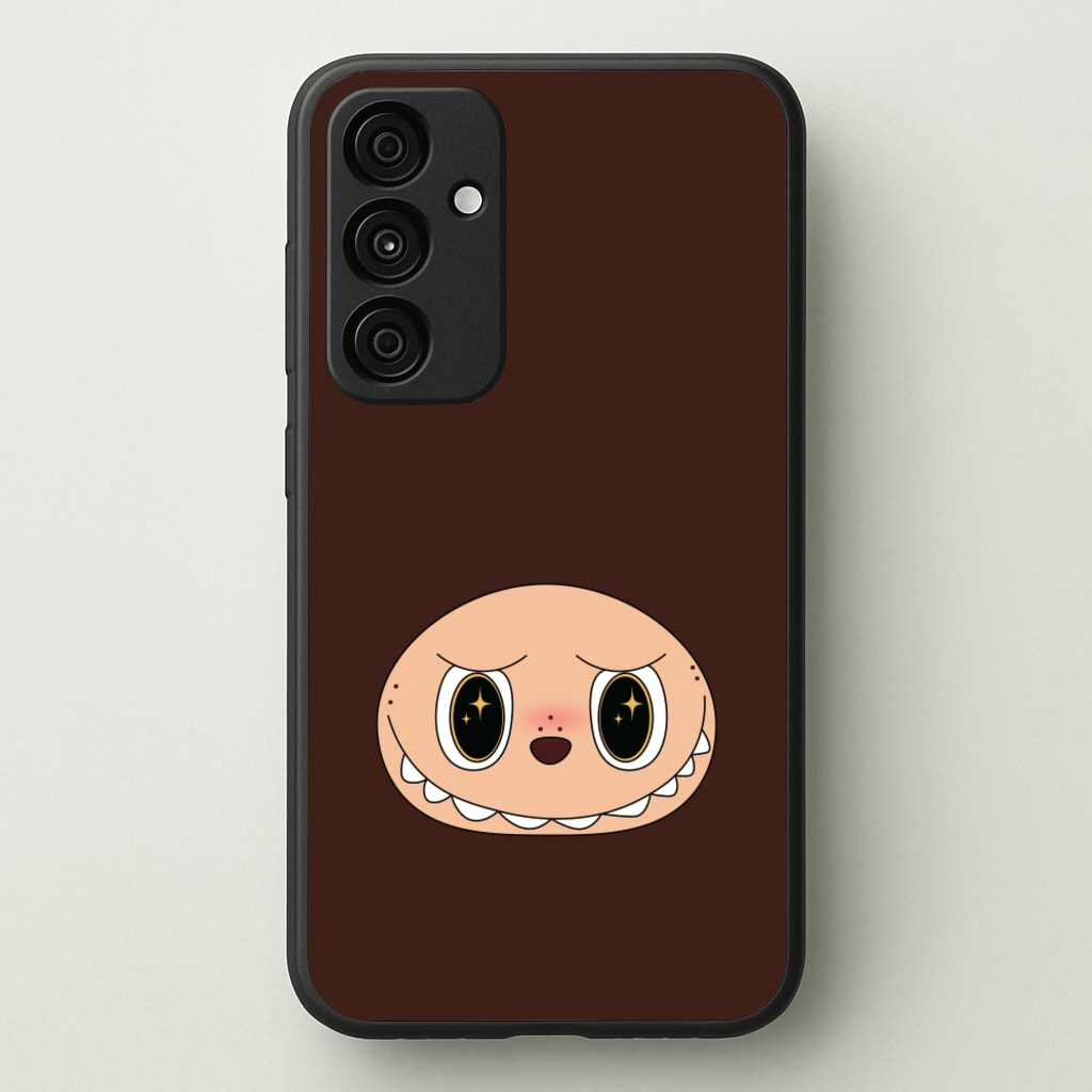 Cute Brown Monster Face - Plushy Phone Case for Galaxy A55