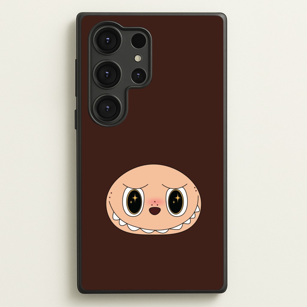 Cute Brown Monster Face - Plushy Phone Case for Galaxy S25 Ultra