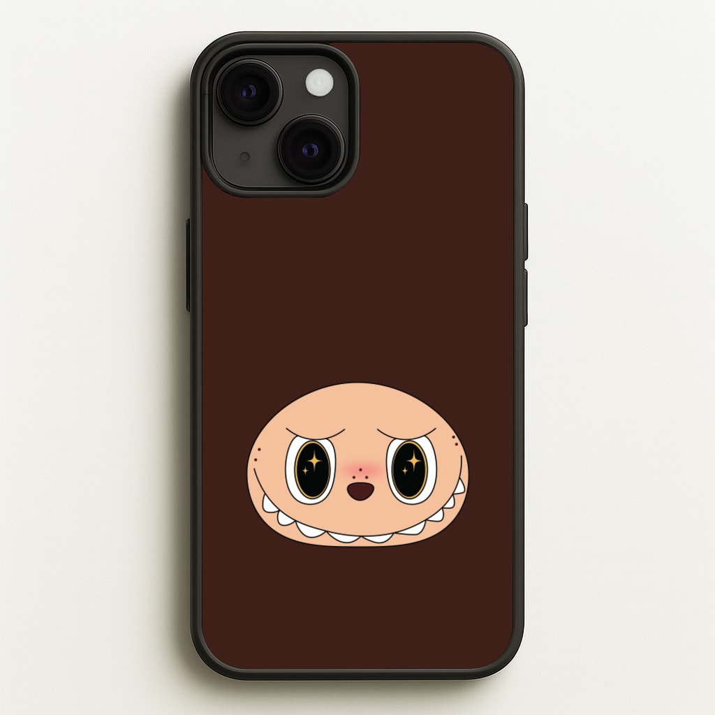Cute Brown Monster Face - Plushy Phone Case for iPhone 13 Mini