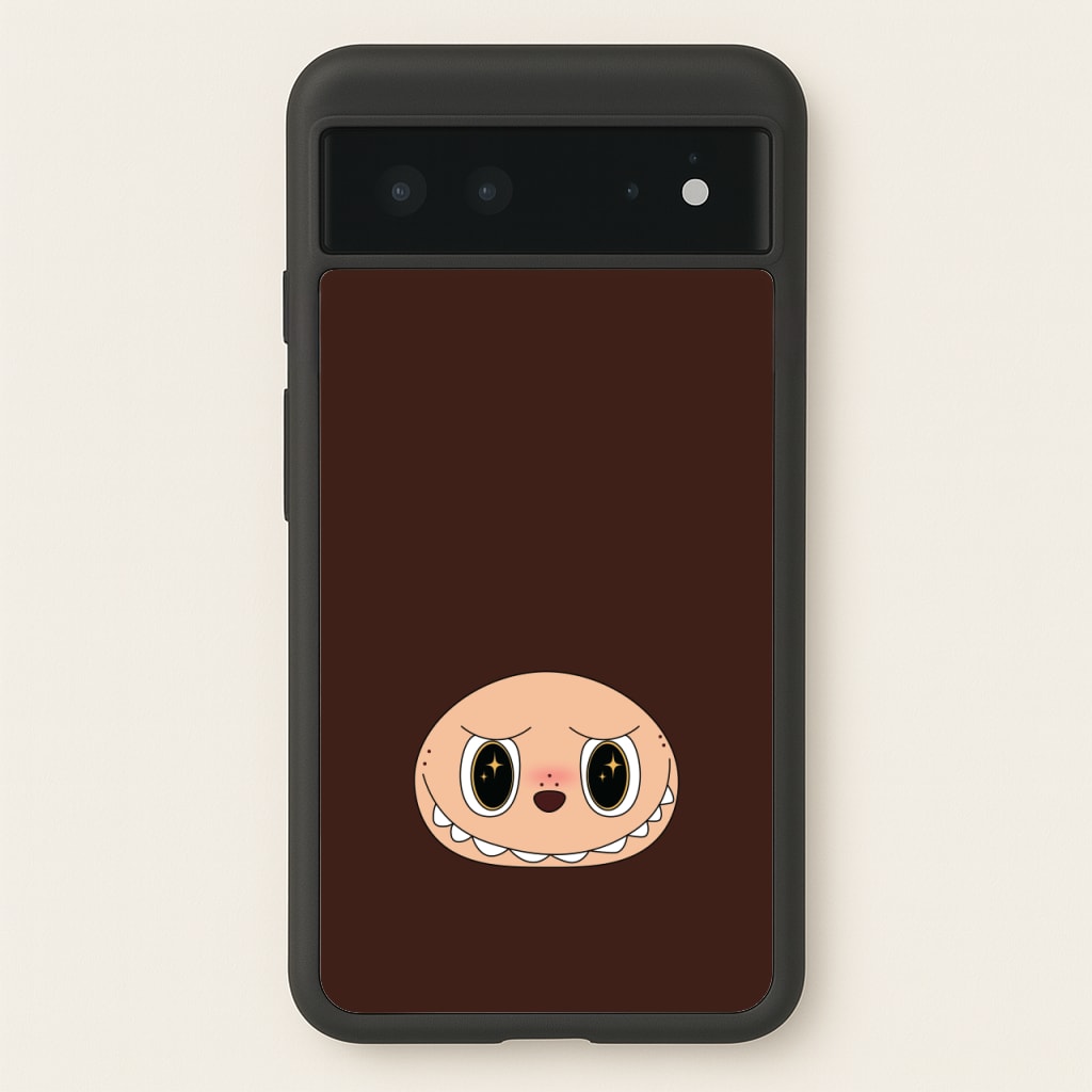 Cute Brown Monster Face - Plushy Phone Case for Google Pixel 6