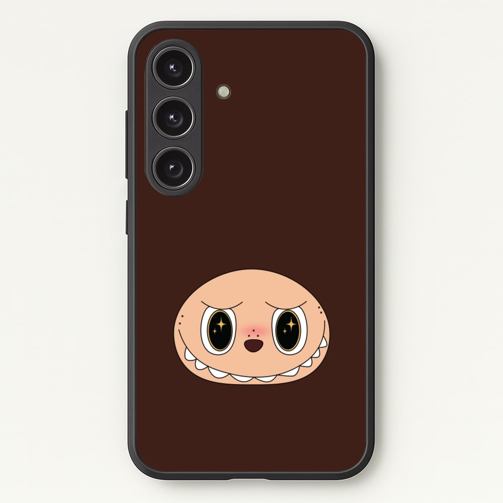 Cute Brown Monster Face - Plushy Phone Case for Galaxy S24 Plus