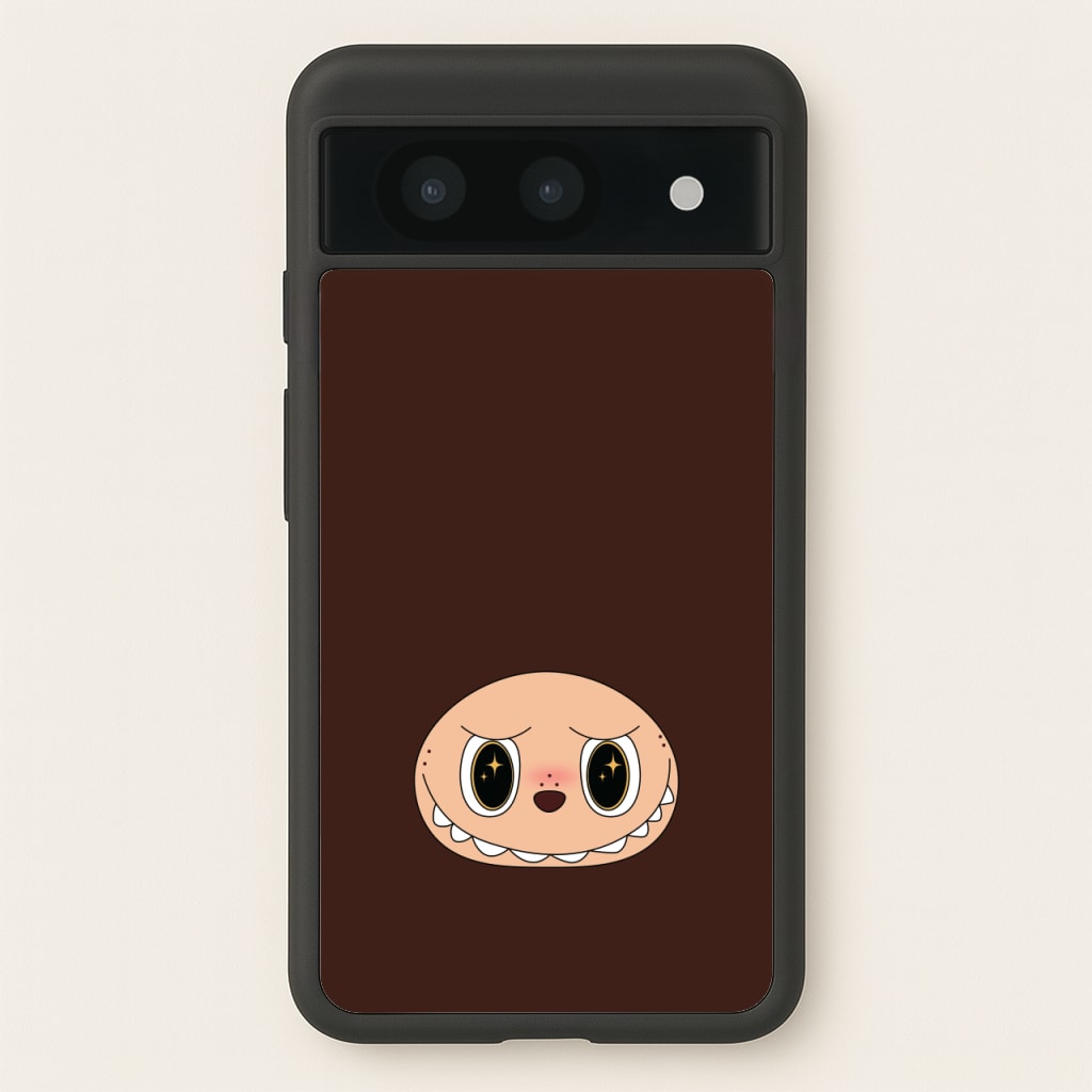 Cute Brown Monster Face - Plushy Phone Case for Google Pixel 8a