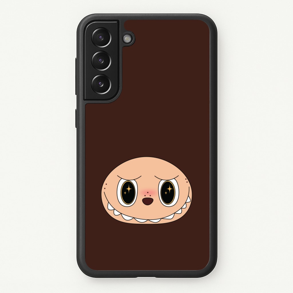Cute Brown Monster Face - Plushy Phone Case for Galaxy S21FE