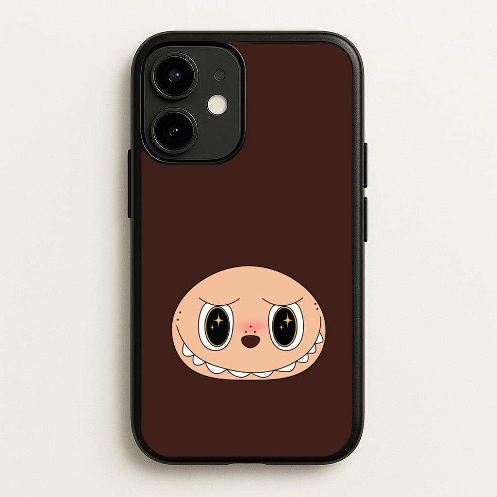 Cute Brown Monster Face - Plushy Phone Case for iPhone 12 / 12 Pro