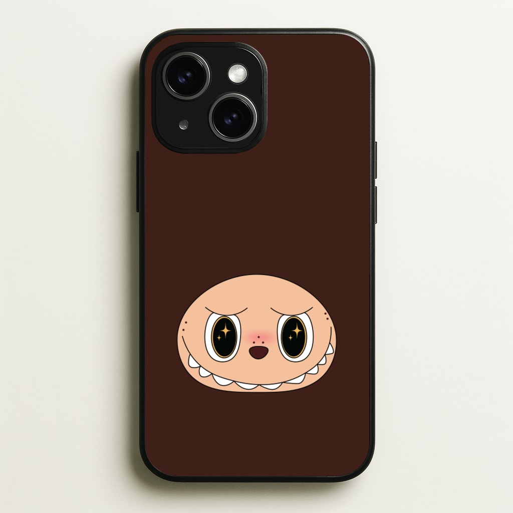 Cute Brown Monster Face - Plushy Phone Case for iPhone 14 Plus