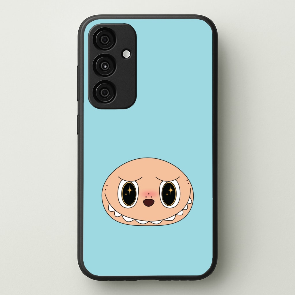 Cute Blue Monster Face - Plushy Phone Case for Galaxy A55