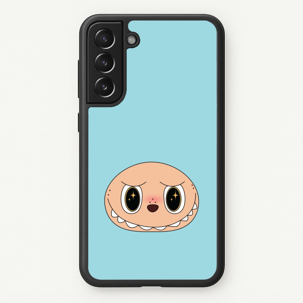 Cute Blue Monster Face - Plushy Phone Case for Galaxy S22