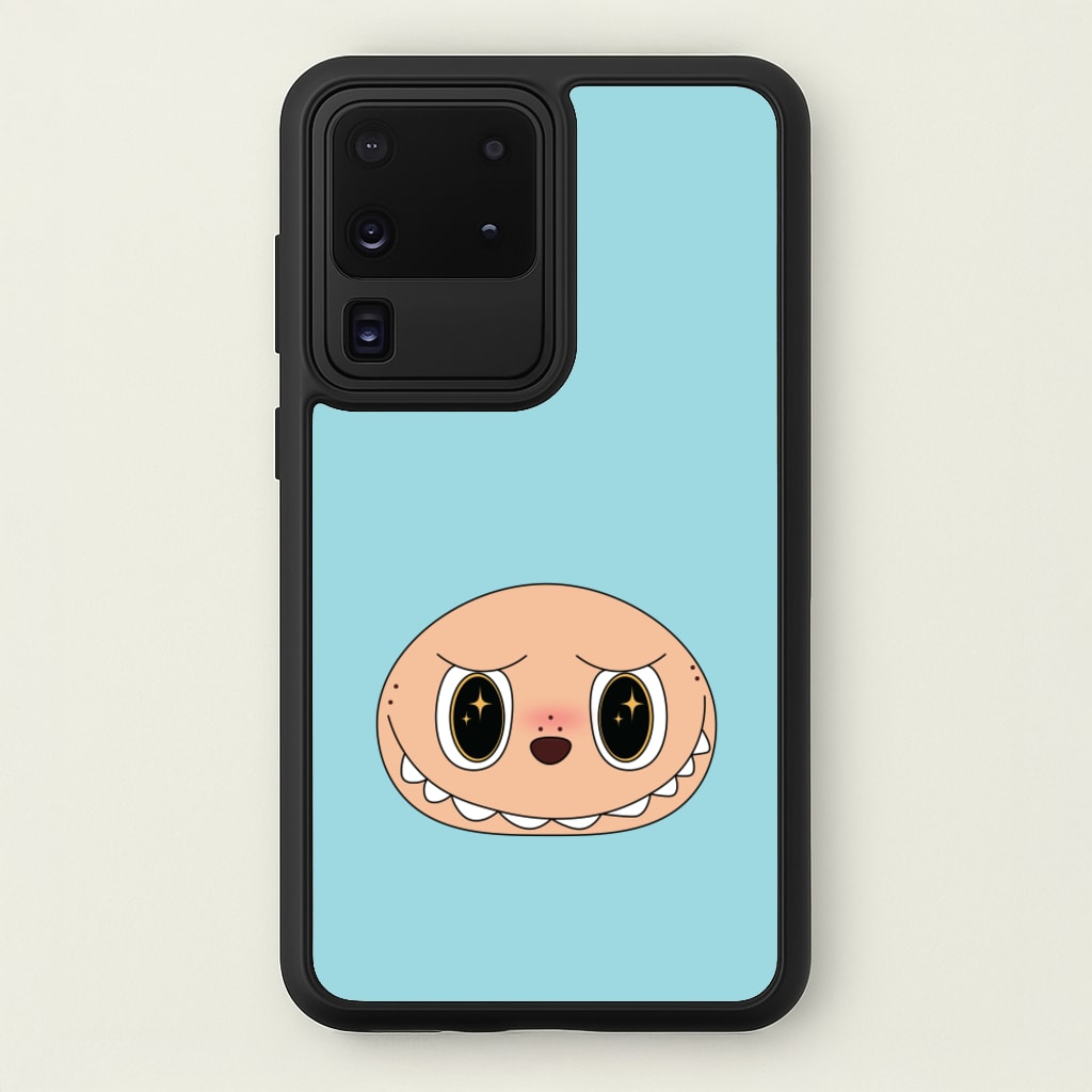 Cute Blue Monster Face - Plushy Phone Case for Galaxy S20 Ultra