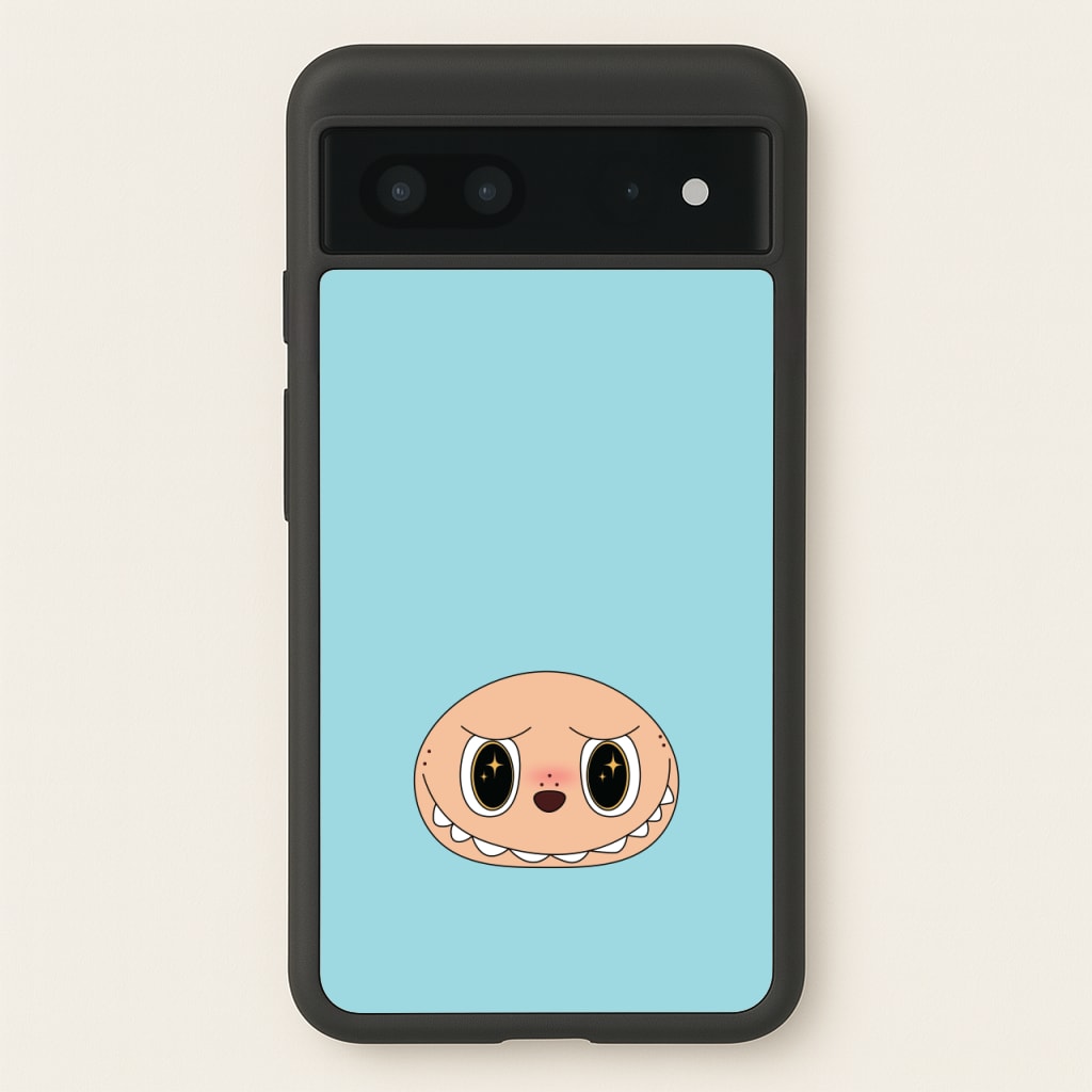 Cute Blue Monster Face - Plushy Phone Case for Google Pixel 7