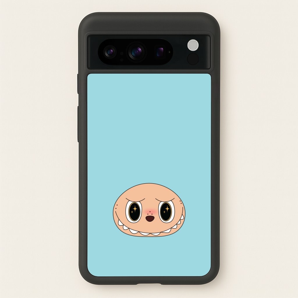Cute Blue Monster Face - Plushy Phone Case for Google Pixel 8 Pro