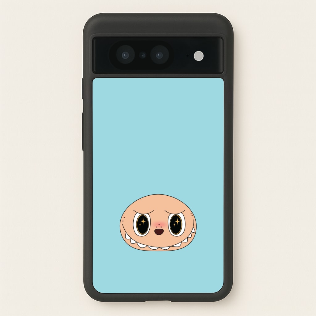Cute Blue Monster Face - Plushy Phone Case for Google Pixel 8