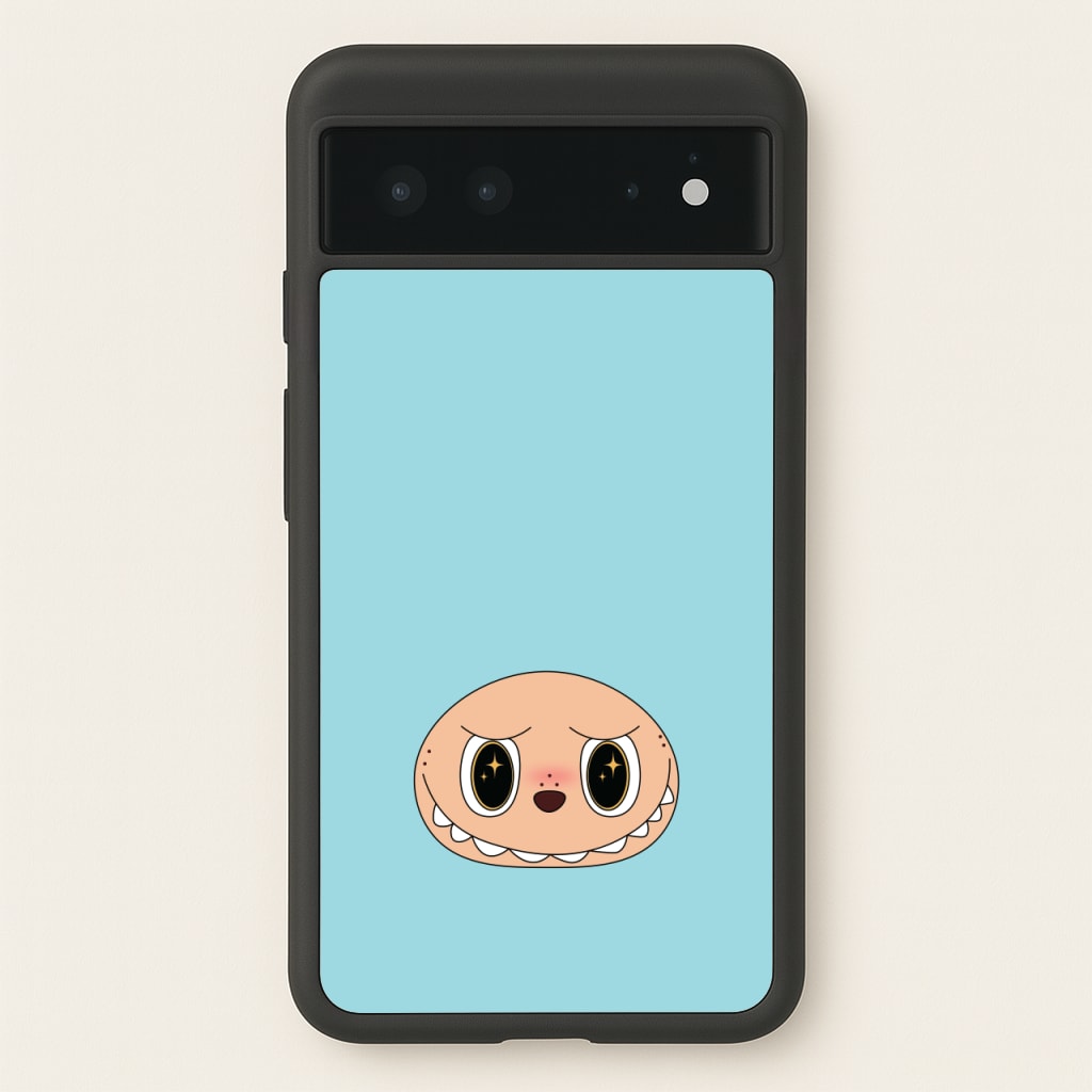 Cute Blue Monster Face - Plushy Phone Case for Google Pixel 6