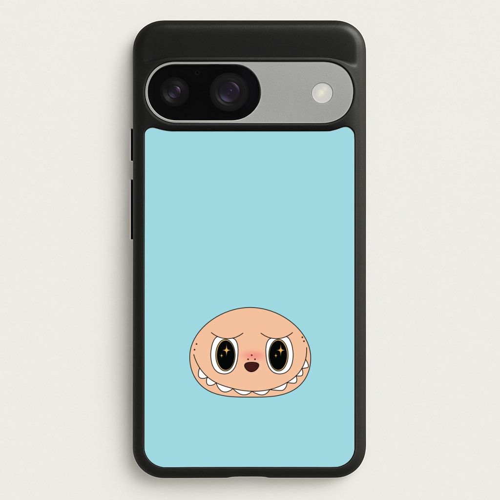 Cute Blue Monster Face - Plushy Phone Case for Google Pixel 9 / 9 Pro