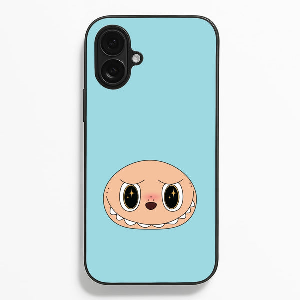Cute Blue Monster Face - Plushy Phone Case for iPhone 16 Plus