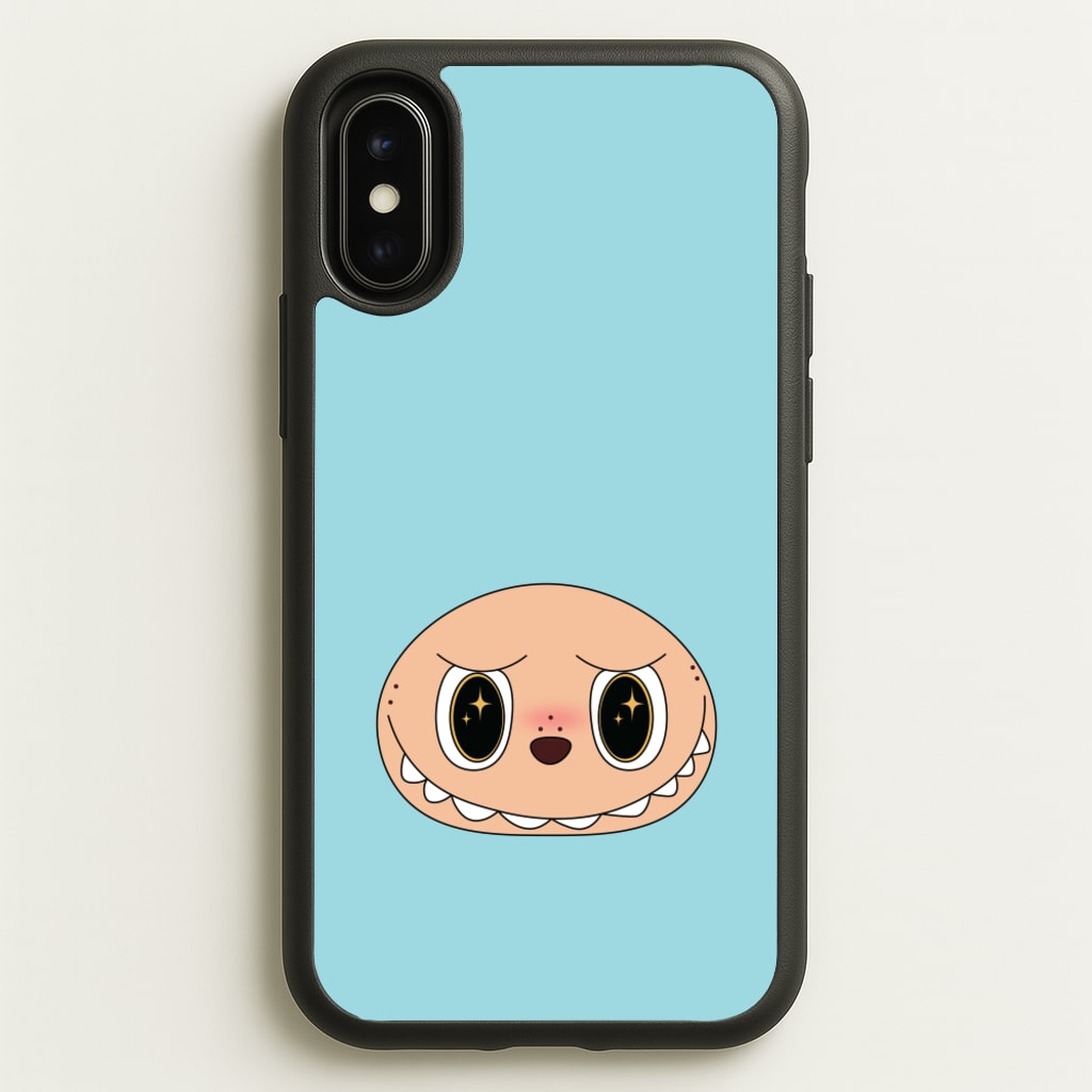 Cute Blue Monster Face - Plushy Phone Case for iPhone X / XS