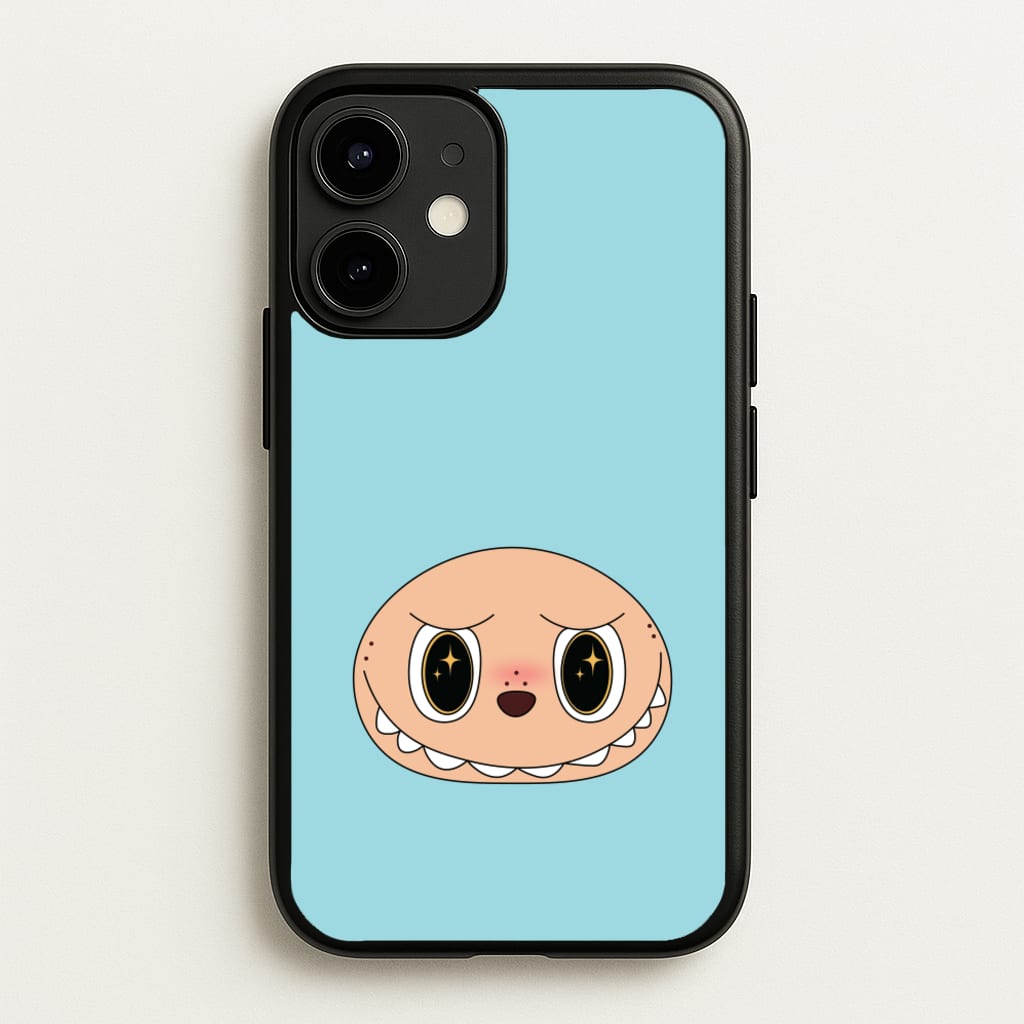 Cute Blue Monster Face - Plushy Phone Case for iPhone 12 Mini