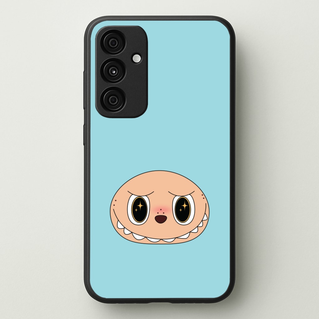 Cute Blue Monster Face - Plushy Phone Case for Galaxy A35