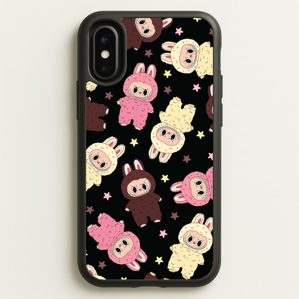 Cute Monsters And Stars Pattern - Plushy Phone Case for iPhone X / XS