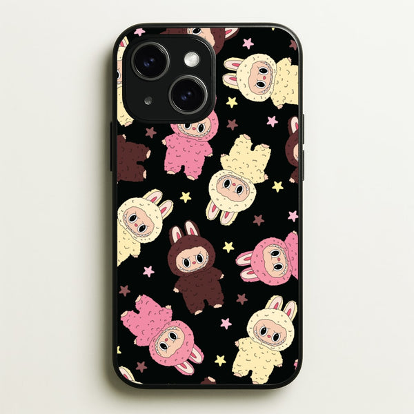 Cute Monsters And Stars Pattern - Plushy Phone Case for iPhone 14