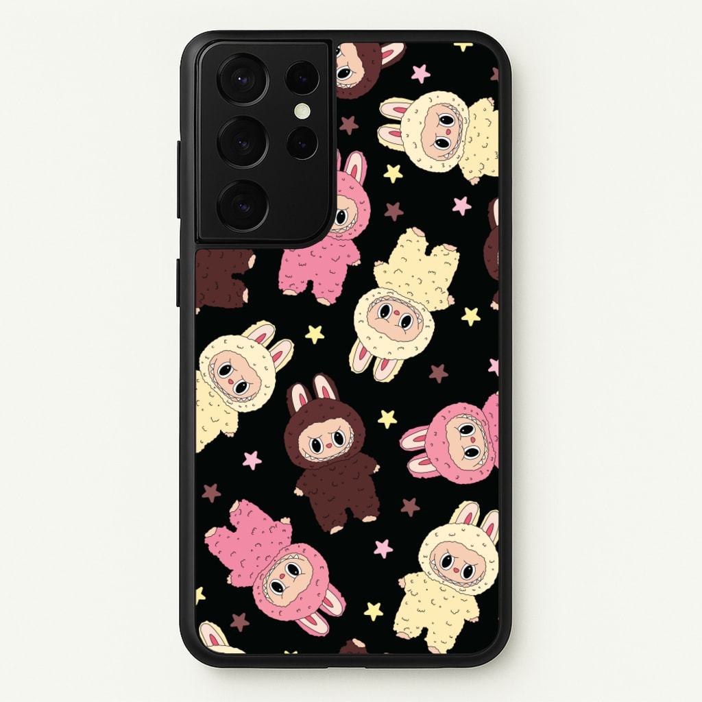 Cute Monsters And Stars Pattern - Plushy Phone Case for Galaxy S21 Ultra
