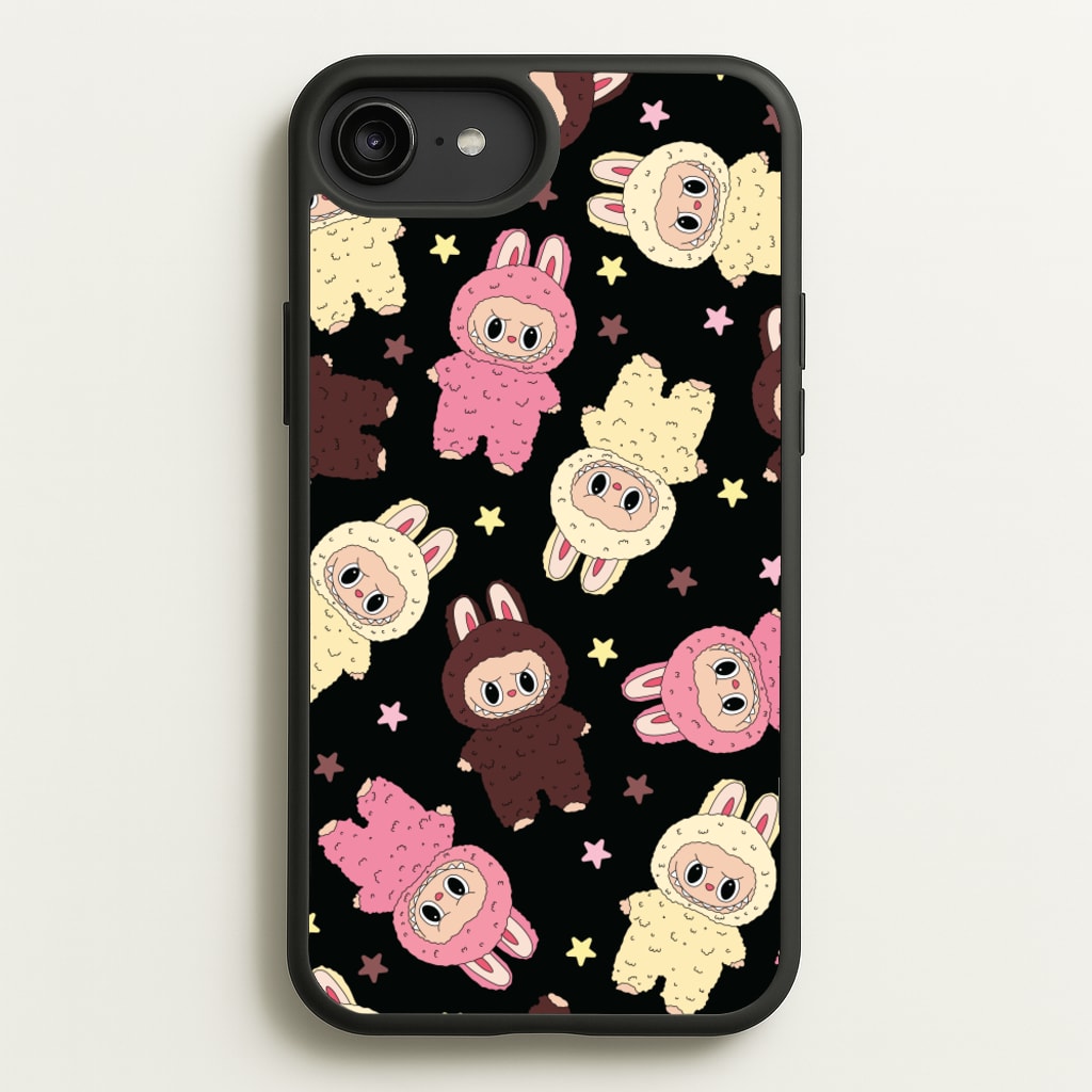 Cute Monsters And Stars Pattern - Plushy Phone Case for iPhone 6 Plus / 7 Plus / 8 Plus