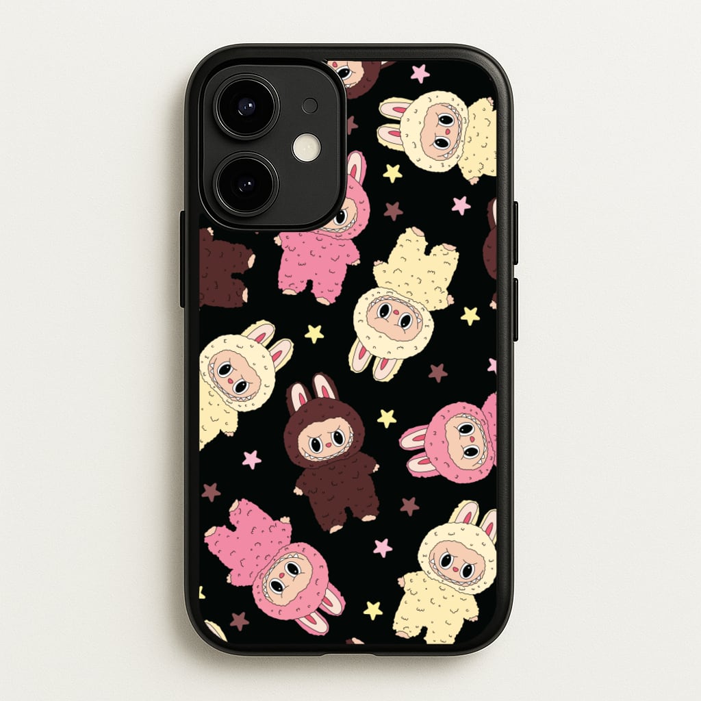 Cute Monsters And Stars Pattern - Plushy Phone Case for iPhone 12 / 12 Pro