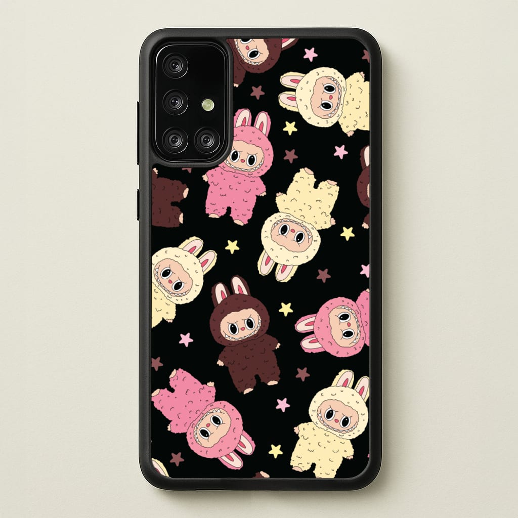 Cute Monsters And Stars Pattern - Plushy Phone Case for Galaxy A71