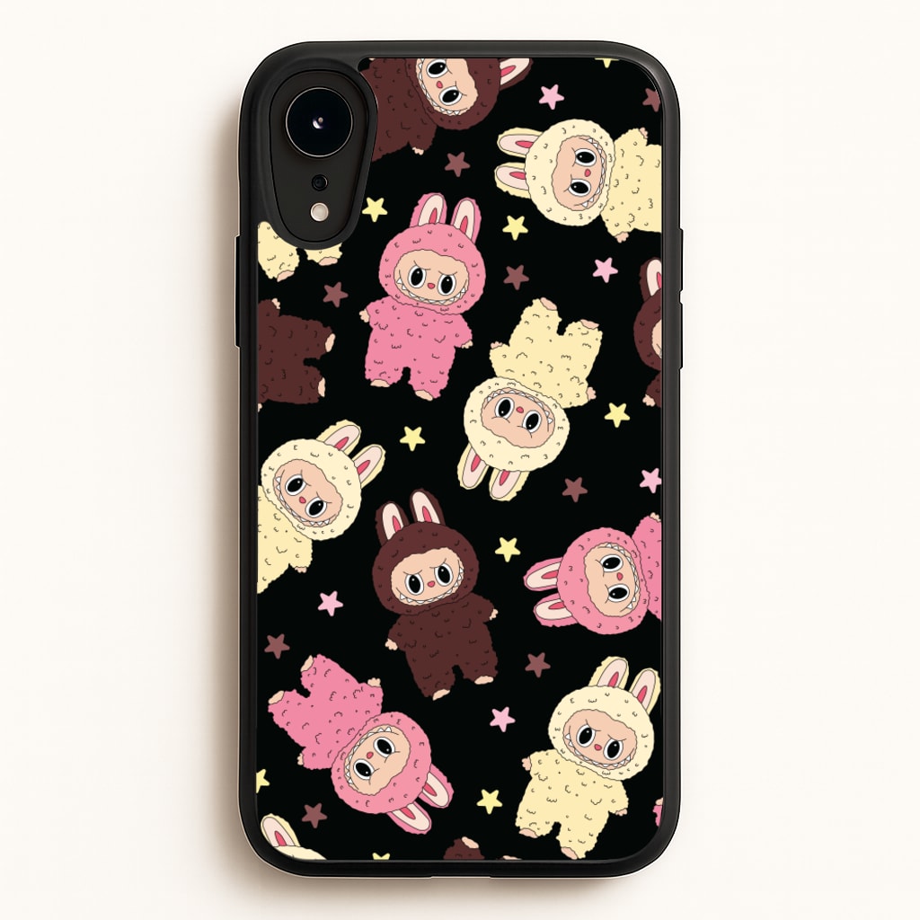 Cute Monsters And Stars Pattern - Plushy Phone Case for iPhone XR