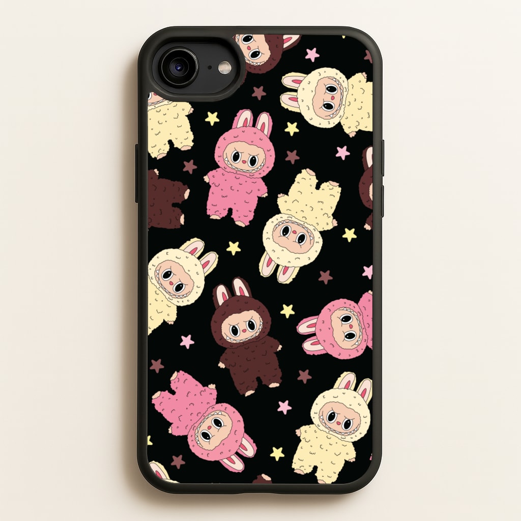 Cute Monsters And Stars Pattern - Plushy Phone Case for iPhone 6 / 7 / 8 / SE