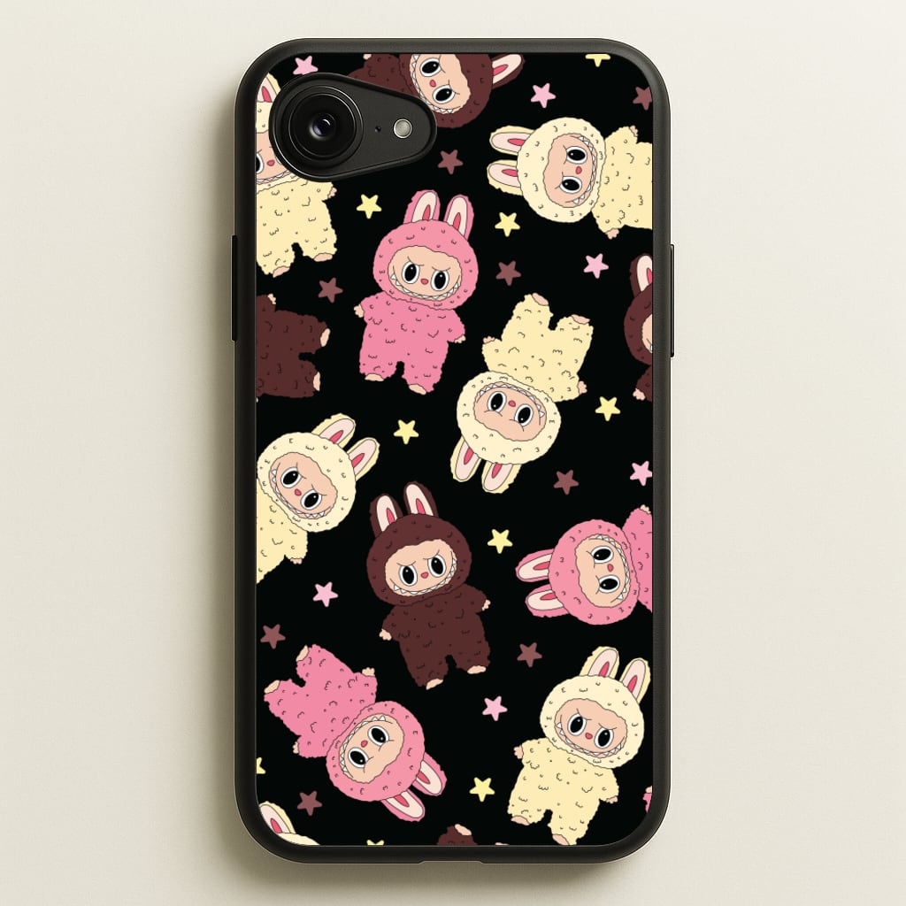 Cute Monsters And Stars Pattern - Plushy Phone Case for iPhone 16e