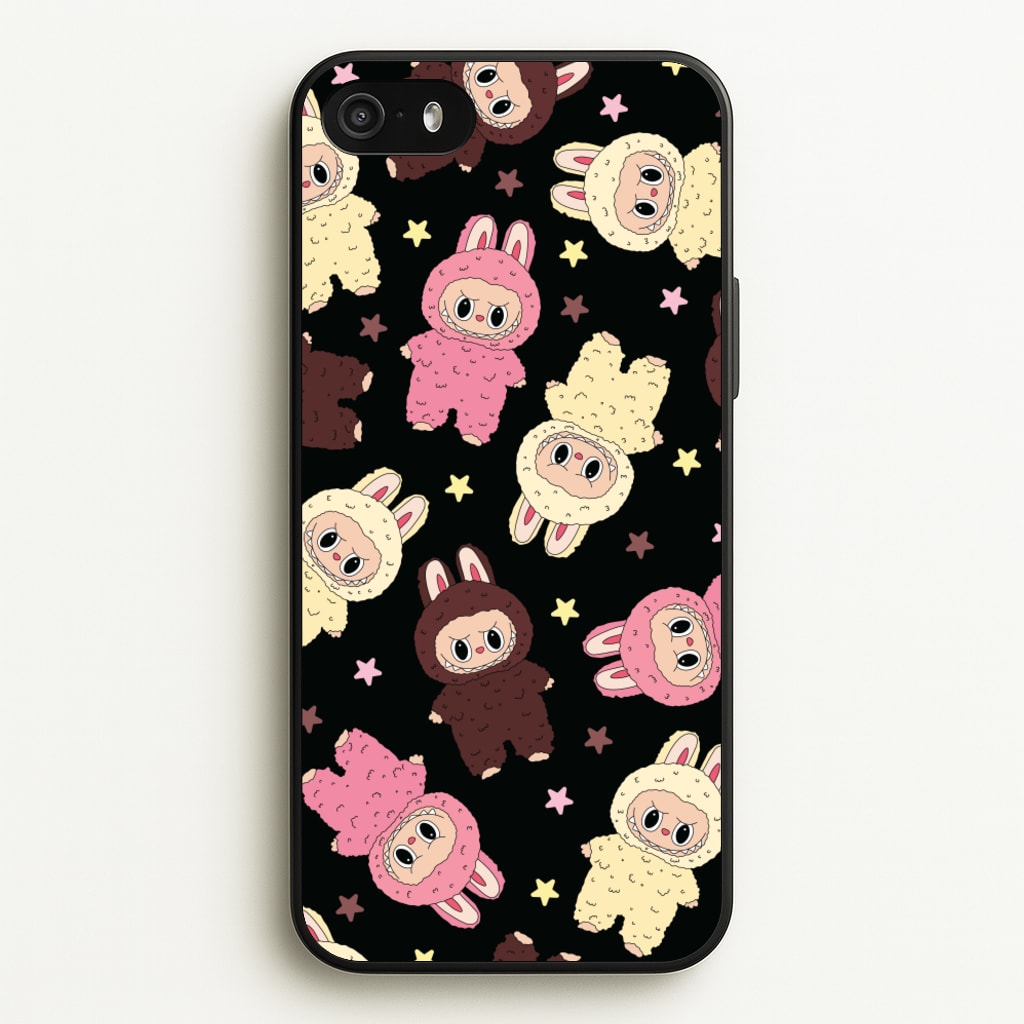 Cute Monsters And Stars Pattern - Plushy Phone Case for iPhone 5 / 5s / SE 2016
