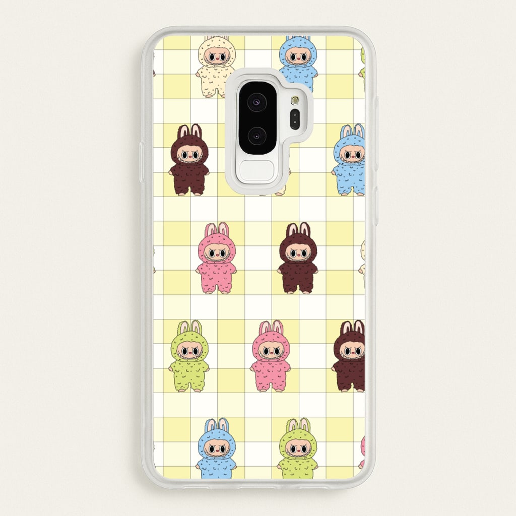 Cute Colourful Monsters Checkered Pattern - Plushy Phone Case for Galaxy S9 Plus