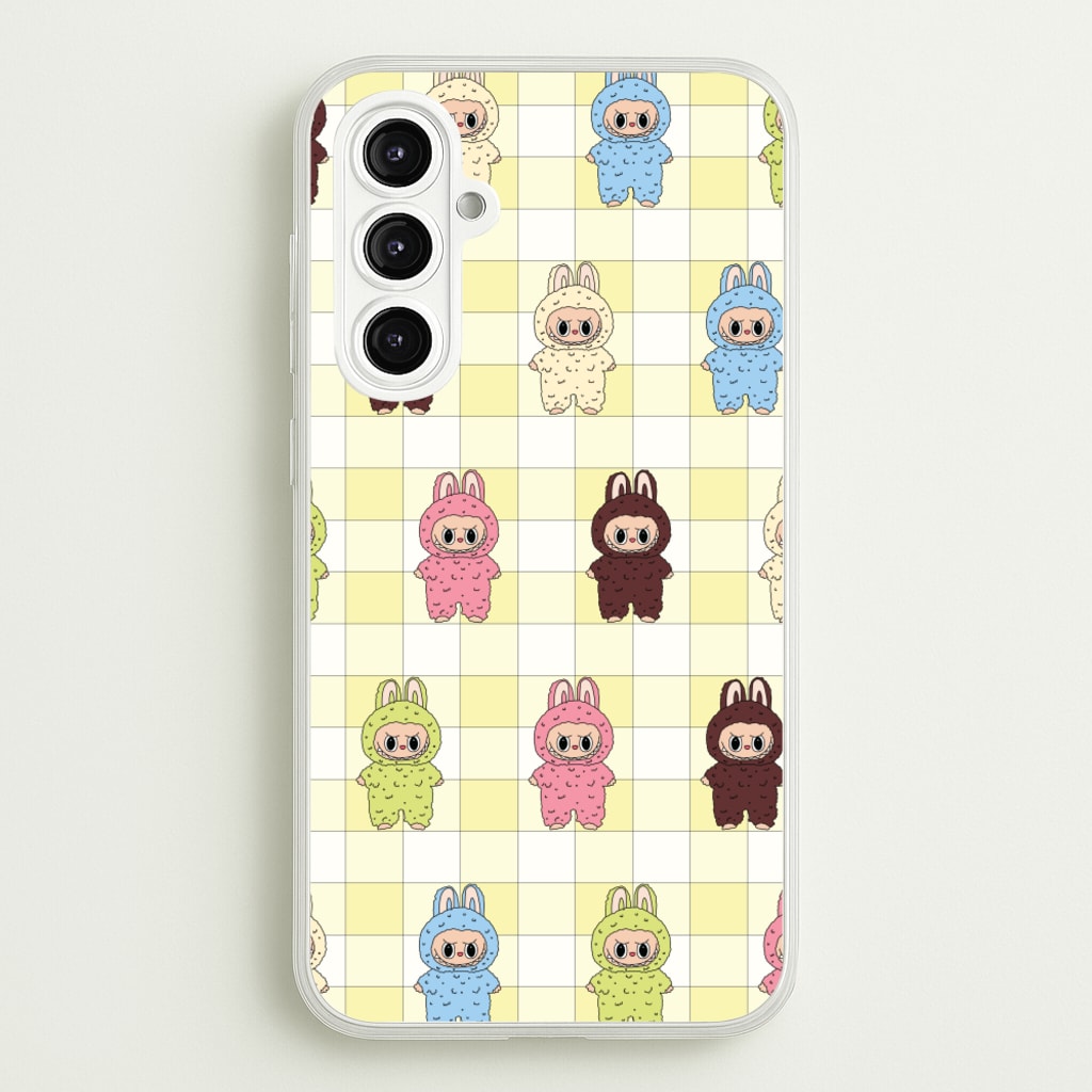 Cute Colourful Monsters Checkered Pattern - Plushy Phone Case for Galaxy A16